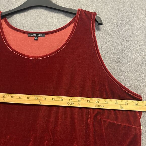NWT John Mark Velvet Sleeveless Tank Top Plus Size 2X Red Holiday Christmas - Picture 6 of 6